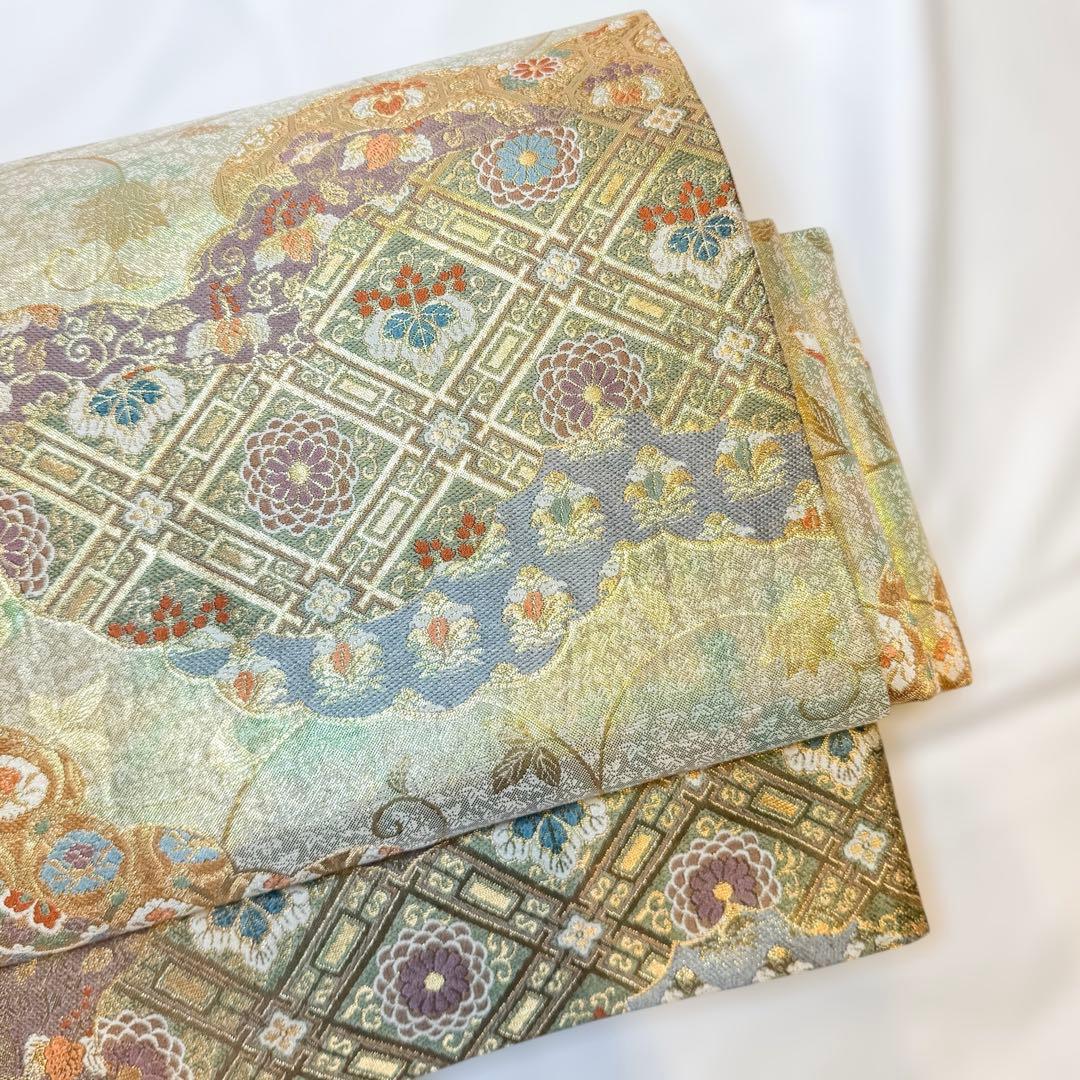 一体型 ワンタッチ帯 作り帯 マジックテープ 佐賀錦 豪華 袋帯 二重太鼓