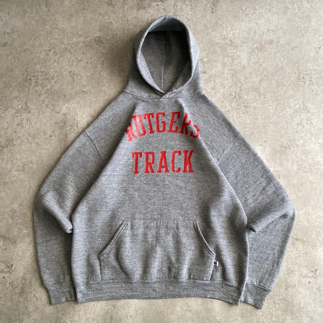 好プリント 80s ラッセル RUTGERS TRACK パーカー USA製 L