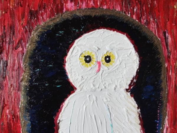 TOMOYUKI・友之、「白フクロウ」、証明書付、額付、絵画 油絵 油彩画