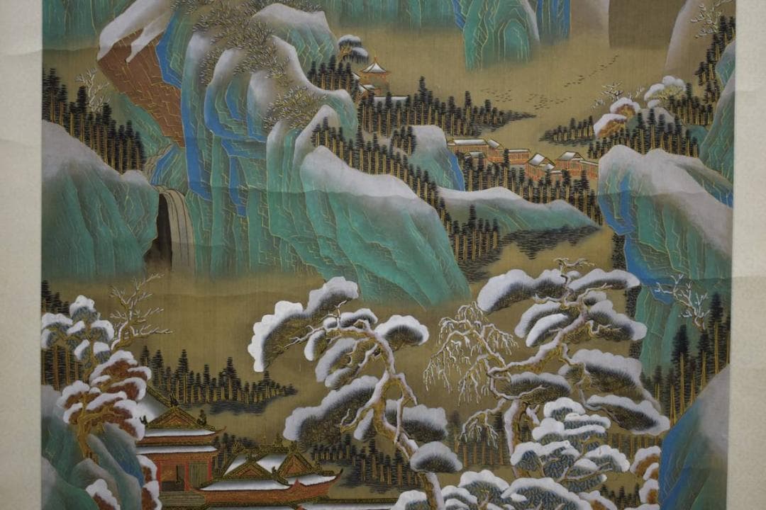 不詳/雲峯雪斎/金碧山水図/布袋屋掛軸HE-89