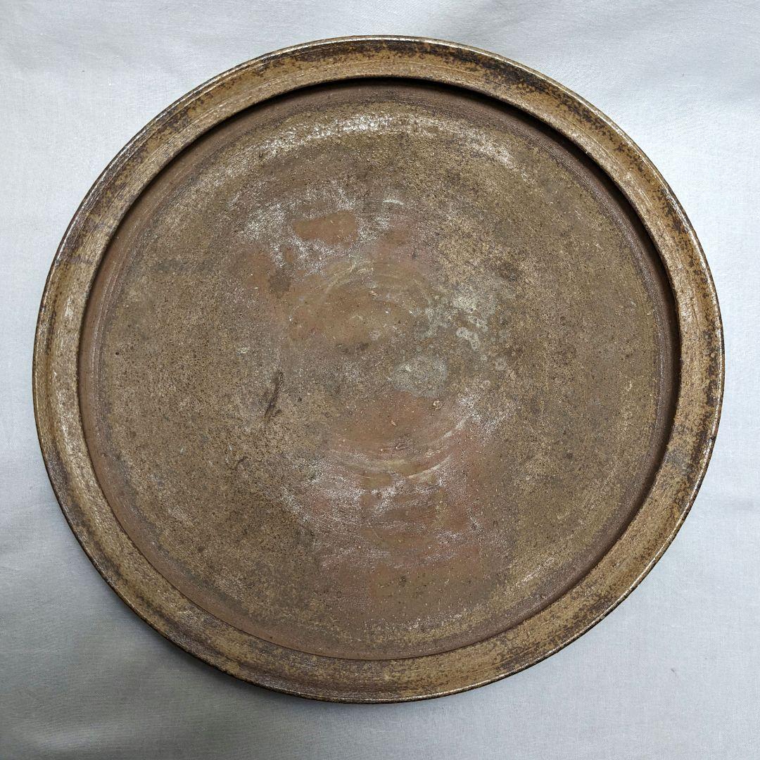 藤原均 備前焼 水盤 直径32cm 花器 フラワーベース 花瓶 緋襷 華道具