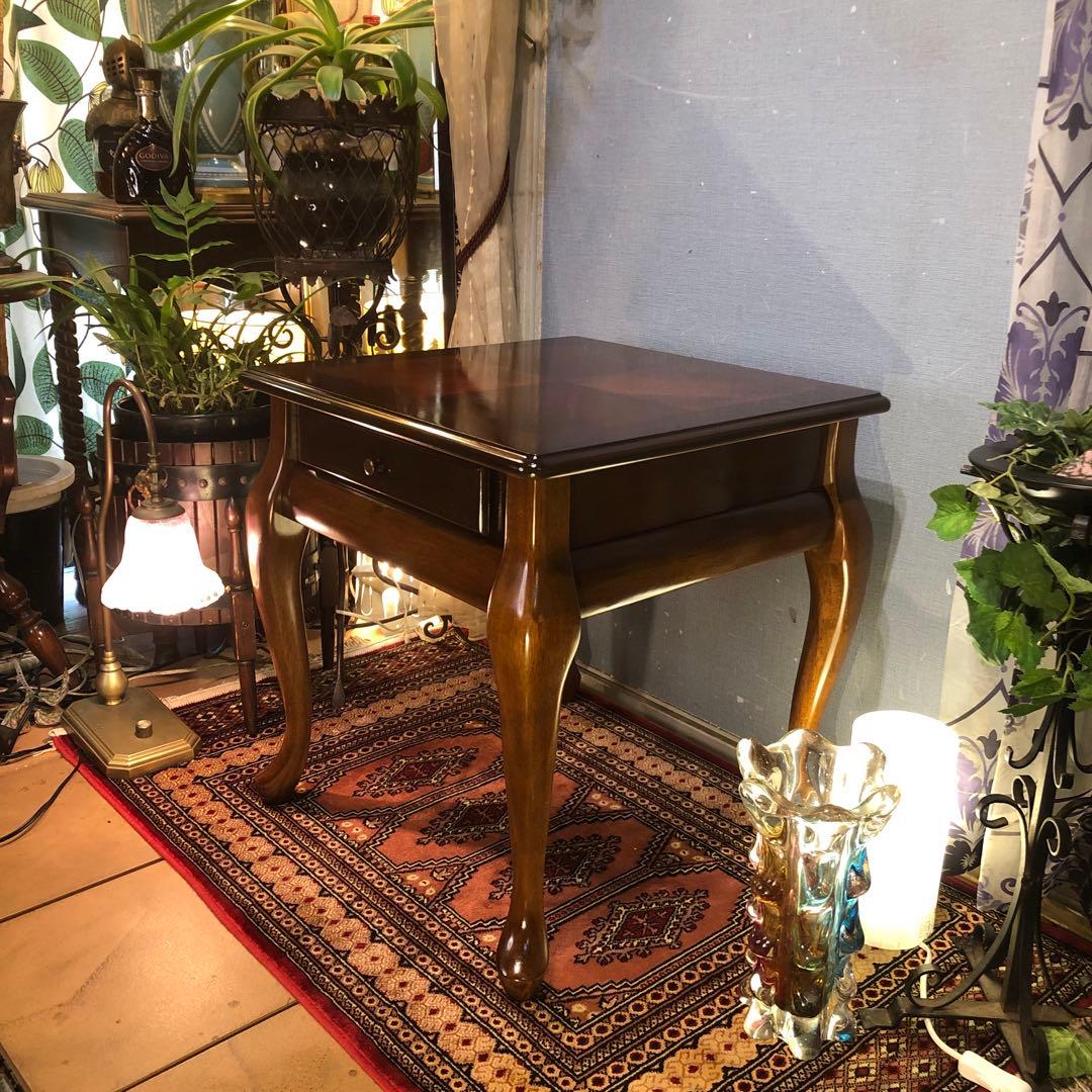 Sale 猫脚　クラシック　コンパクト　アンティーク　テーブル　引き出し付き