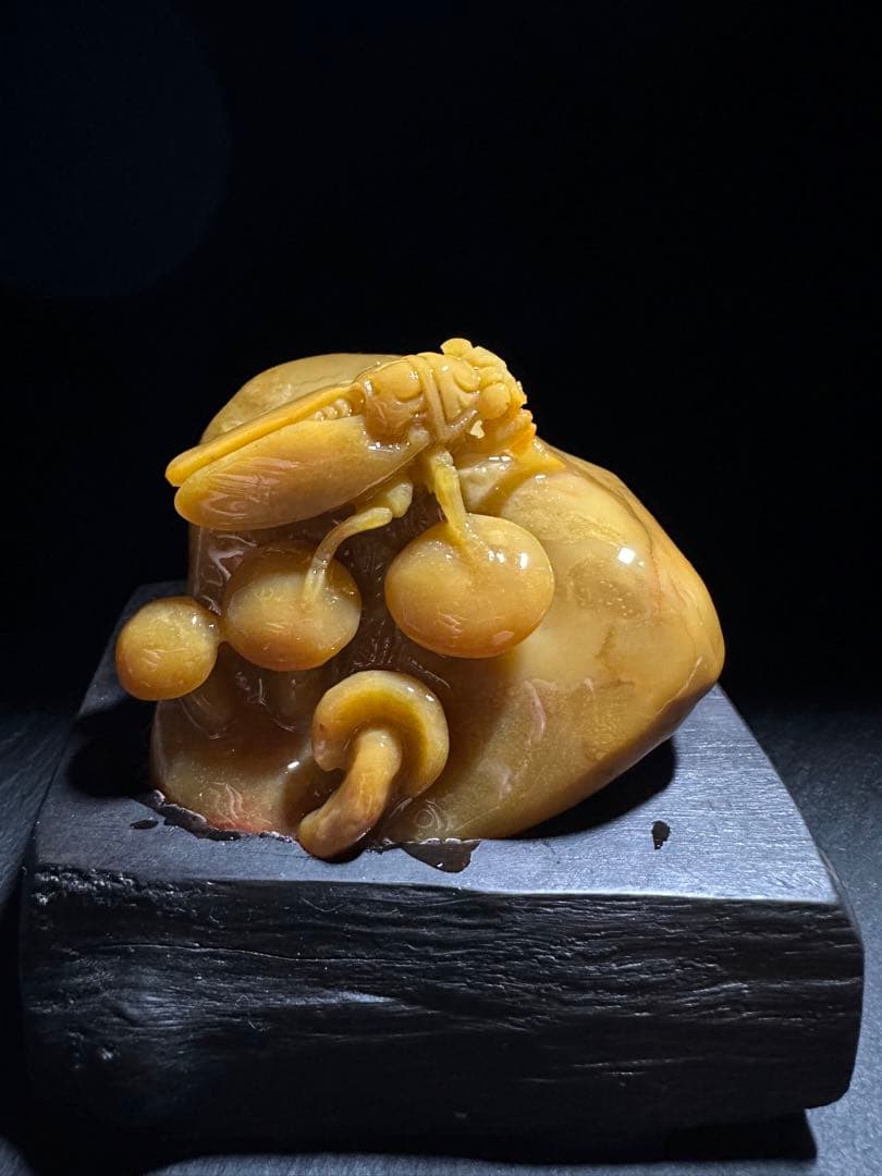 36寿山石　 田黄　蝉　置物　縁起物　手彫り　原石