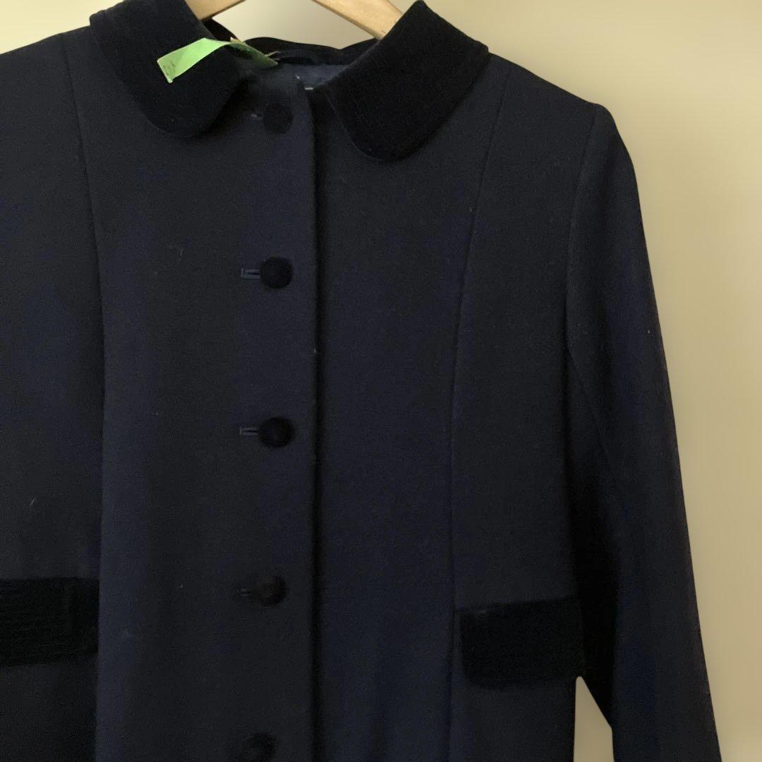 ファミリア　ウールコート　130 お受験　ヴィンテージ　毛　紺　フォーマル
