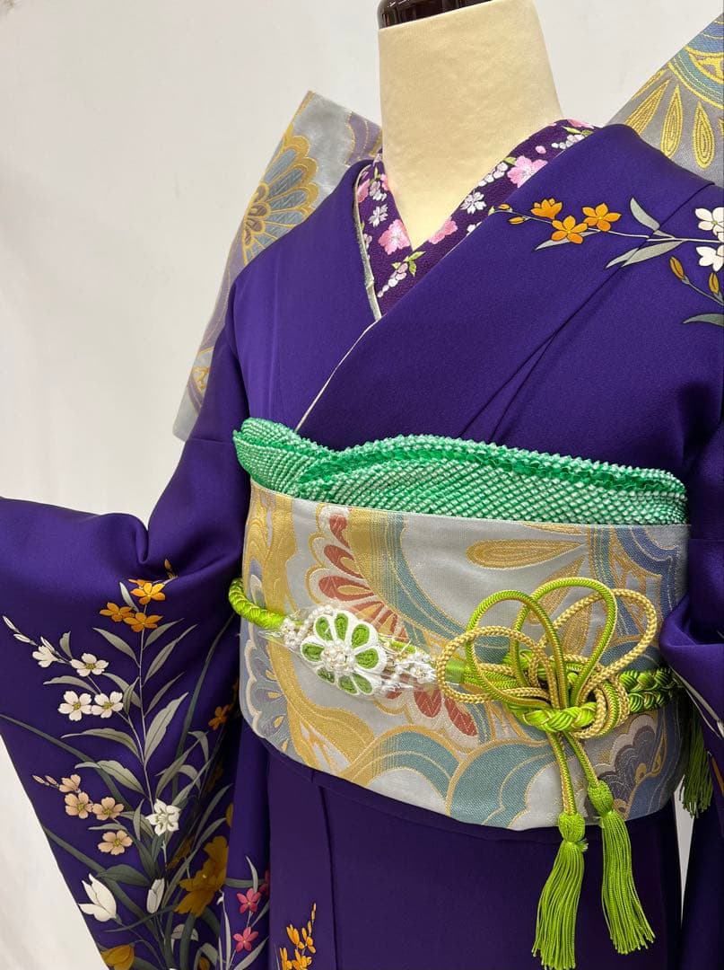 蝶々　振り袖　フルセット　別誂長襦袢　成人式　刺繍　振袖　草花　蝶　703