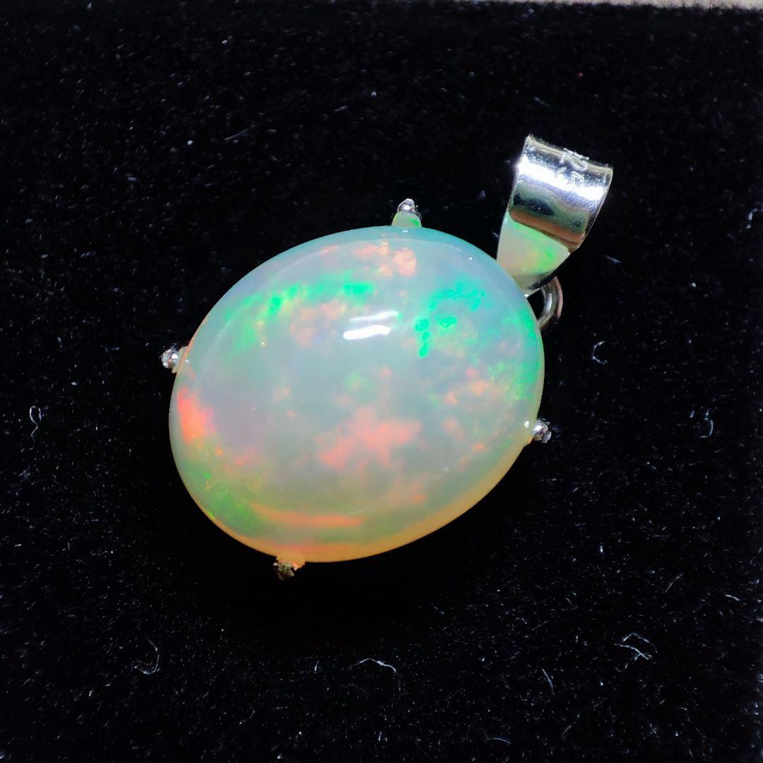 天然石エチオピアオパール　ペンダントトップ　ハンドメイド　Silver 925㉕