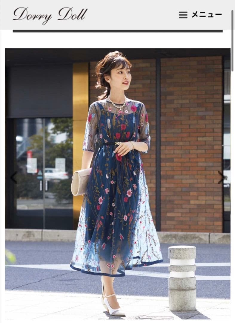 Dorry Doll 花柄刺繍 Aラインドレス