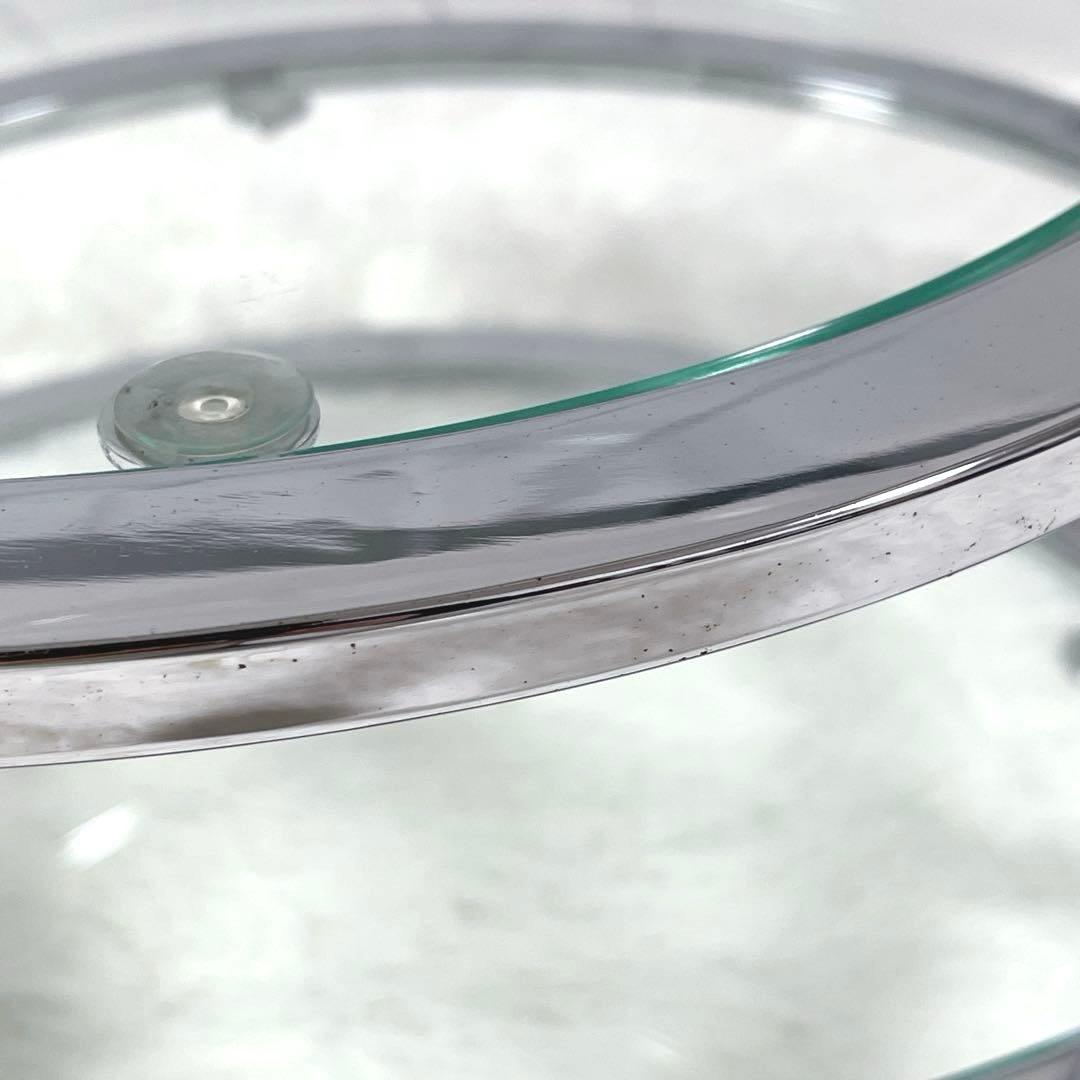 北欧 レトロ ミッドセンチュリー 4段 サイドテーブル ラウンド ガラス天板