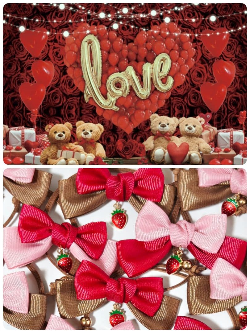 業務用トリミングチョーカー　リボン　バレンタイン　苺　イチゴチョコ　2月　3月