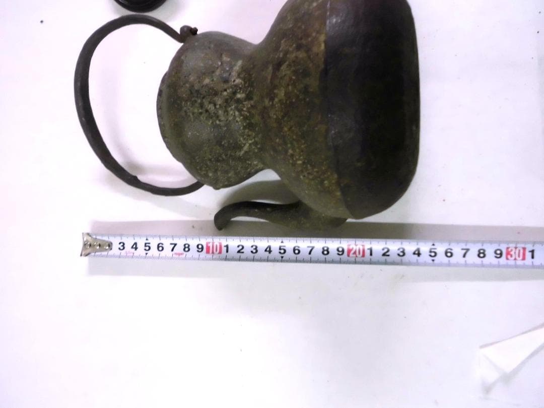 ※手渡し限定 十一代　宮崎寒雉　鉄製瓢箪茶釜 木箱付　先祖代々物　骨董品　岐阜市