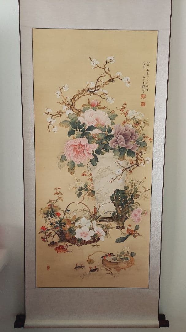 中国　掛軸　清朝　工芸品　宮廷　画家
