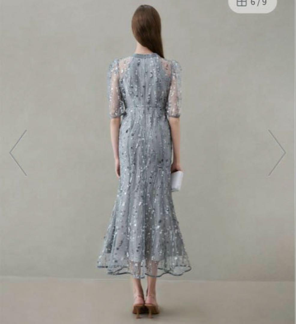 Leja-スパンコールチュールオープンマーメイドワンピースドレス