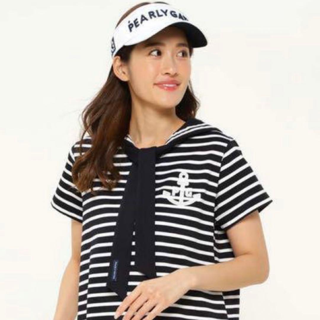 美品♡パーリーゲイツ♡ワンピース♡ボーダー♡ネイビー♡ホワイト♡マリン♡S