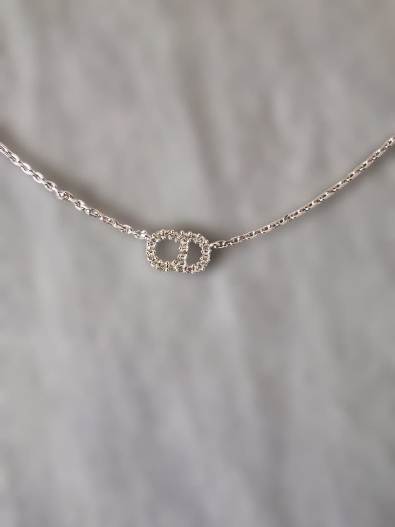 極美品 Dior Clair D Lune クリスタル ネックレス シルバー