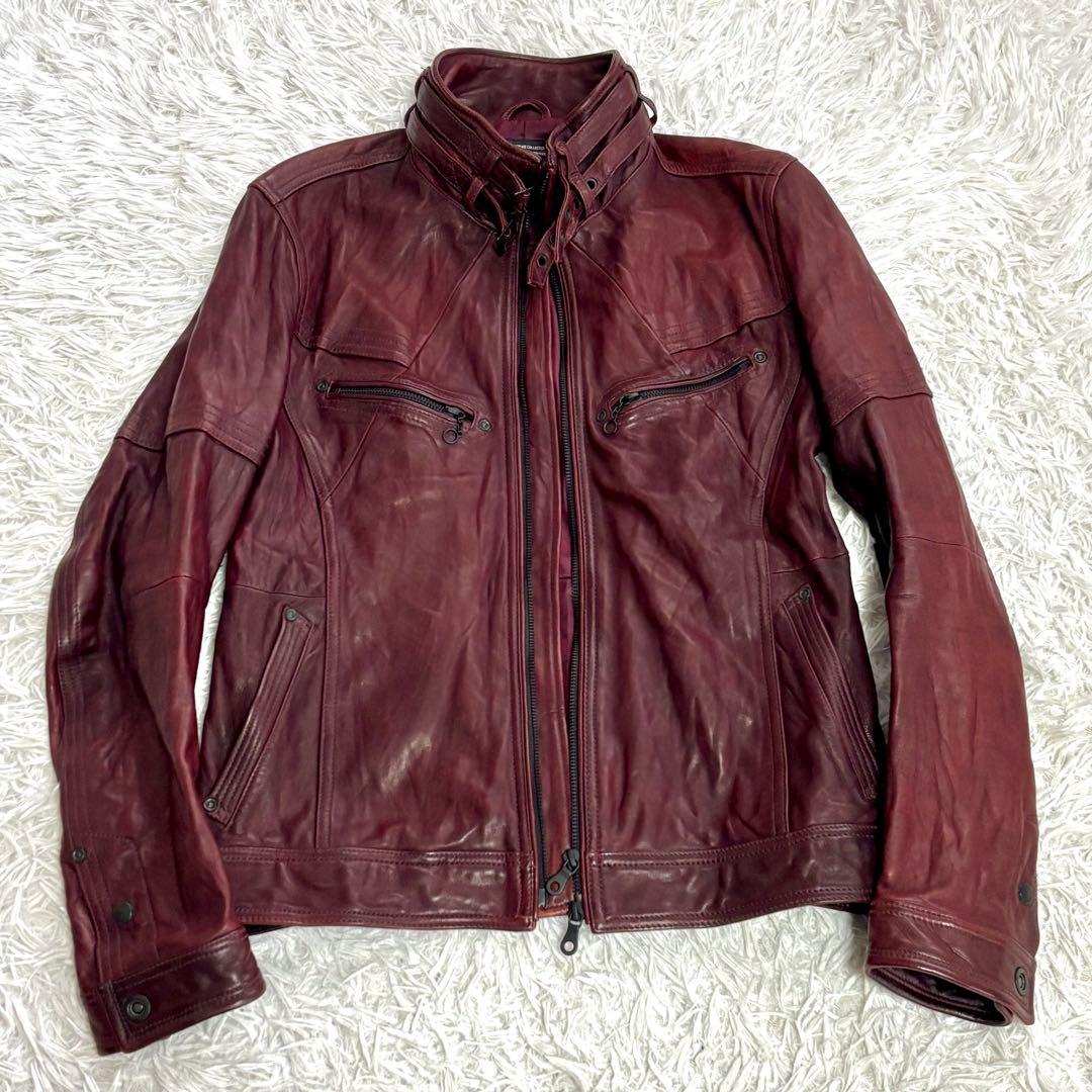 ✨美品✨ NICOLE レザージャケット L　ボルドー　羊革　48 レッド