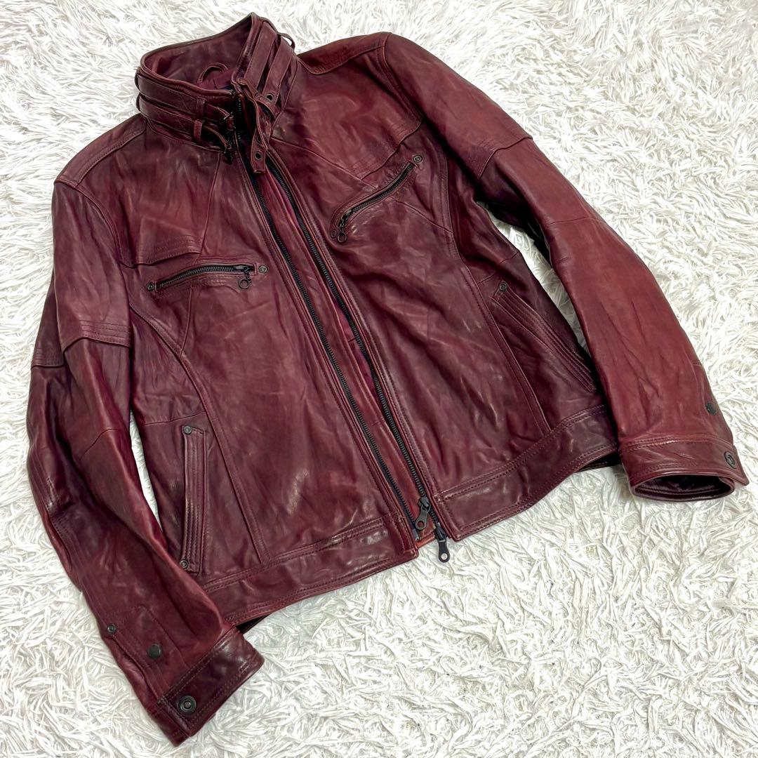 ✨美品✨ NICOLE レザージャケット L　ボルドー　羊革　48 レッド