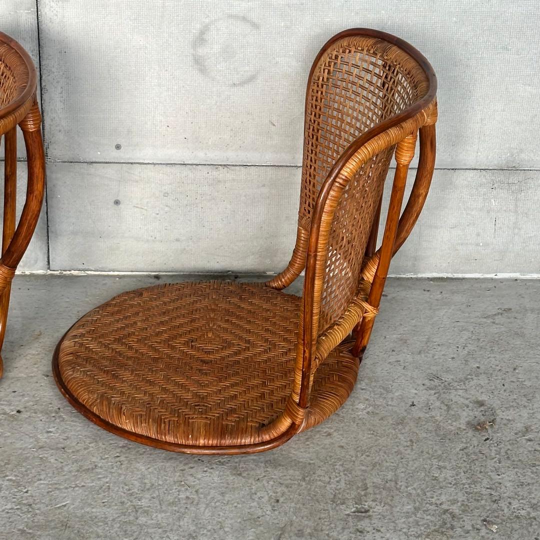 ꧁オールドラタン꧂籐ラタンフレーム 座椅子 ナチュラル天然素材　2脚セット