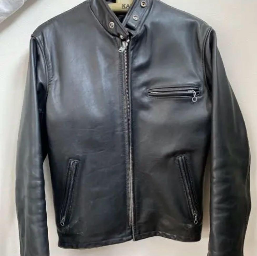 Schott シングルライダース 黒 38