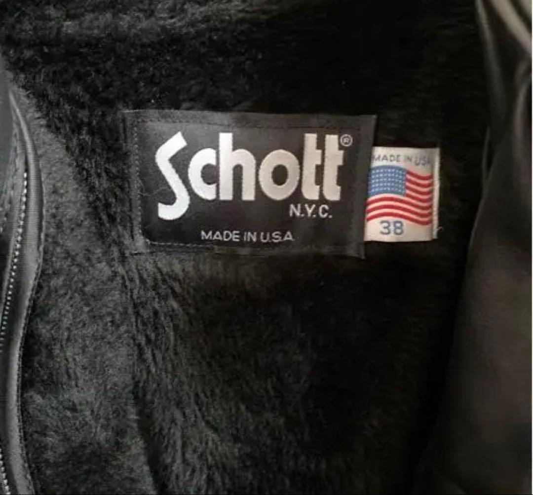 Schott シングルライダース 黒 38