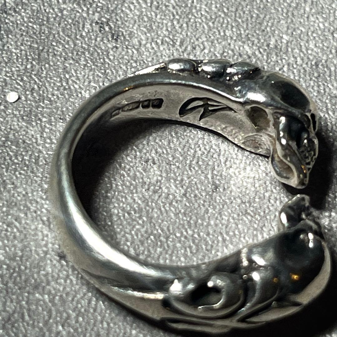 14号　CRAZY PIG TWO SKULLS RING silver925