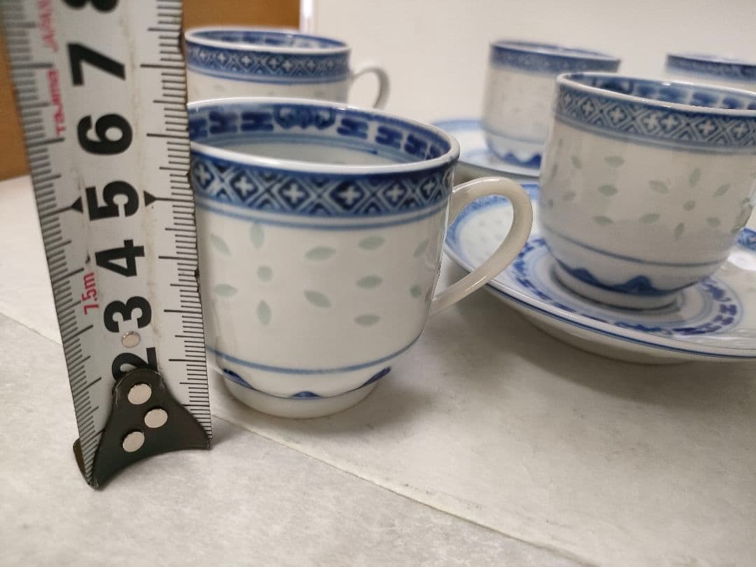 専用　中国　景徳鎮『玩玉』蛍手 龍文　デミタスカップ＆ソーサー5客