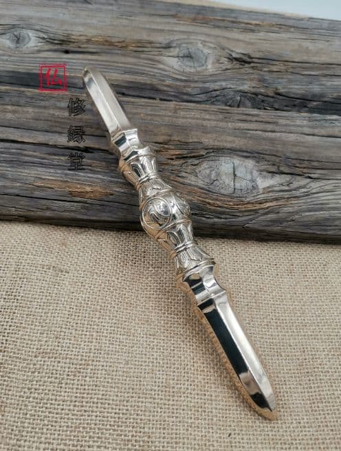 【修縁堂】辟邪 密教法具 金剛杵 真鍮製 四大明王種子字 独鈷杵