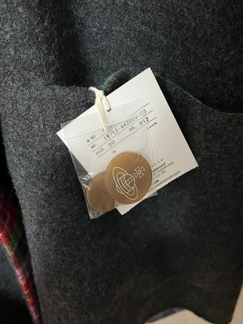 Vivienne Westwood タータンチェックリバーダブルコート　グレー