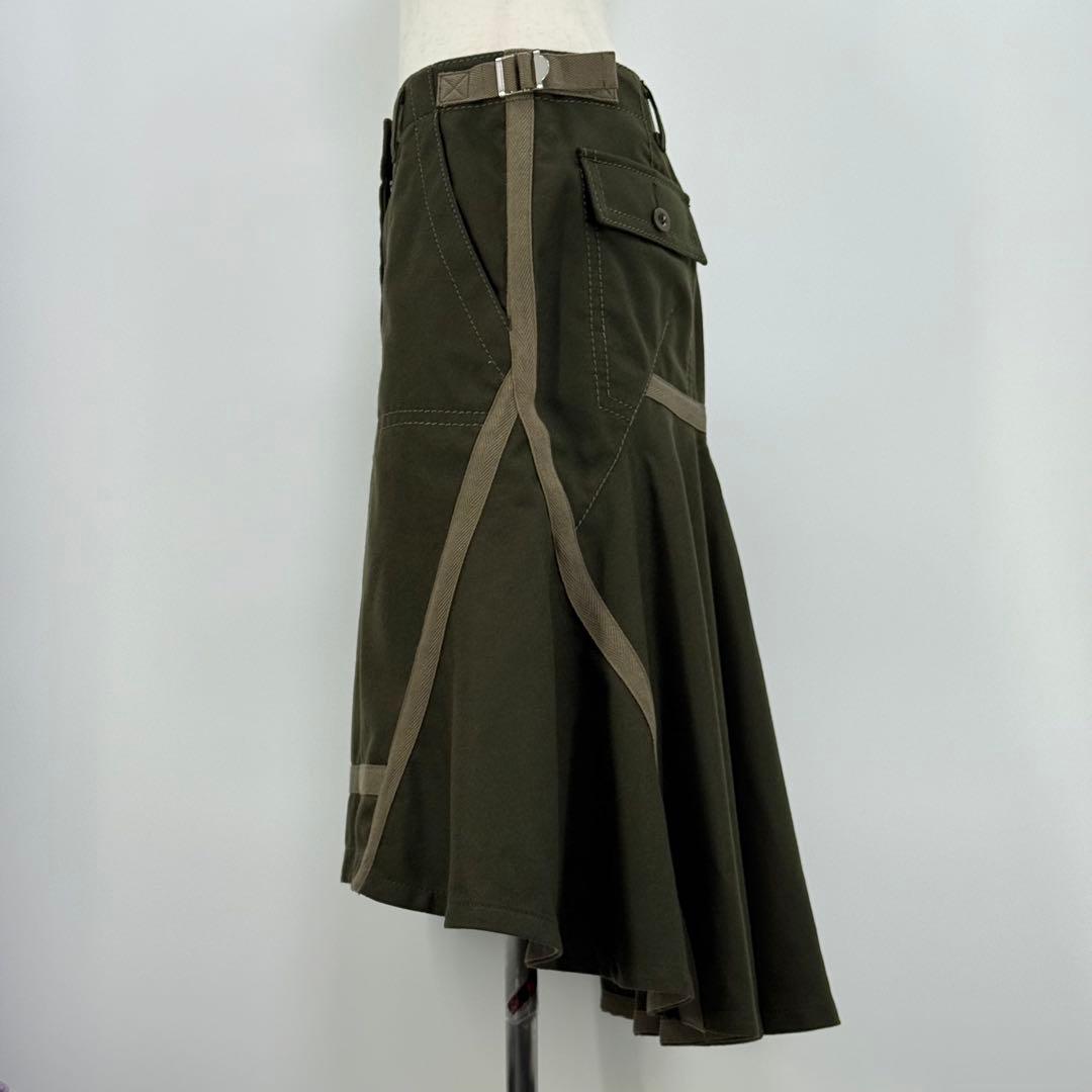 極美✨ sacai サカイ マーメイド スカート カーキ ミリタリー
