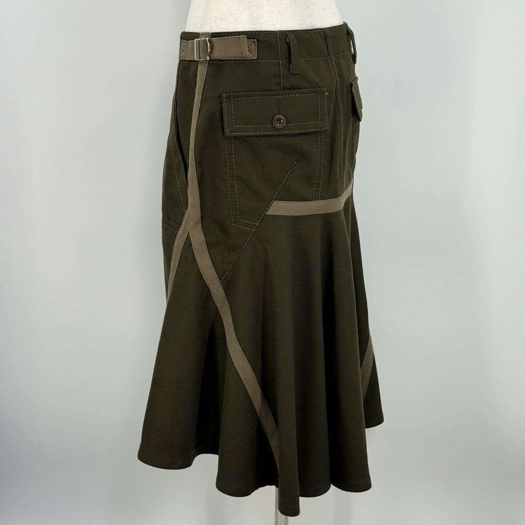 極美✨ sacai サカイ マーメイド スカート カーキ ミリタリー