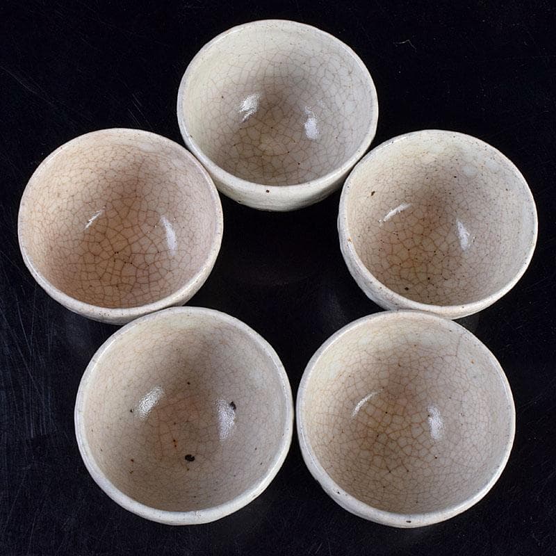 和食器　大萱　窯下窯　豊場惺也　粉吹　汲出　五客　共箱　二点　M　R9354