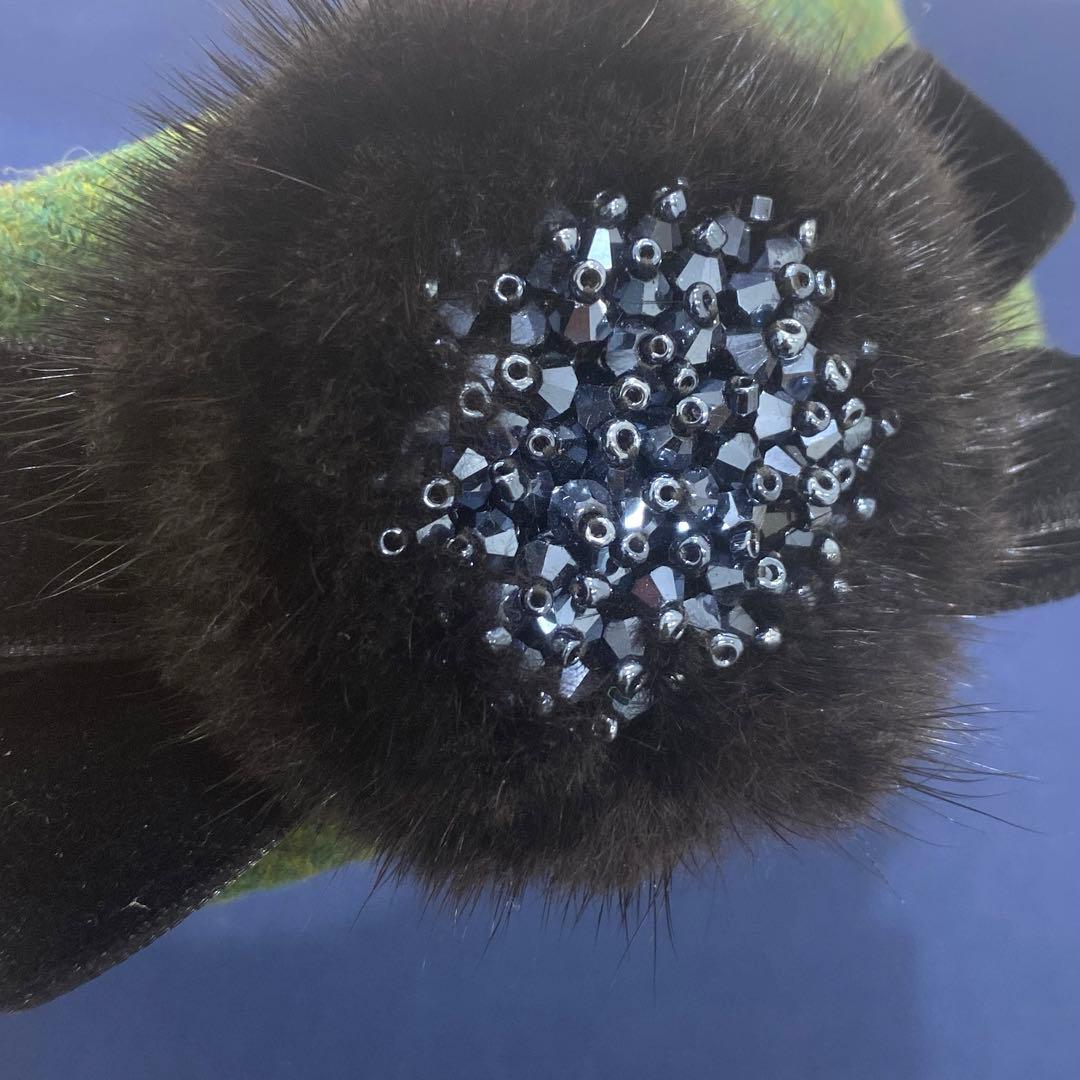 美品✨LA MAJORINAラ·マジョリーナ　大人のカチューシャ　ビーズ　緑