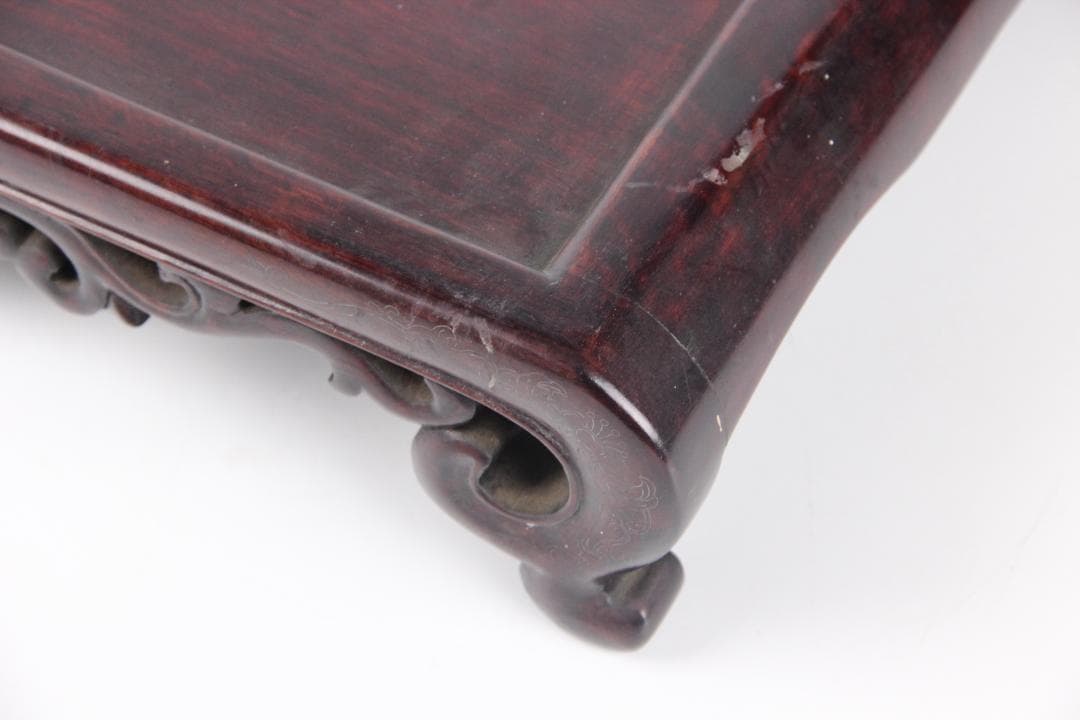 唐木 紫檀 木製 銀象嵌 花台 香炉台 茶道具 書道具 仏具 ES1-26