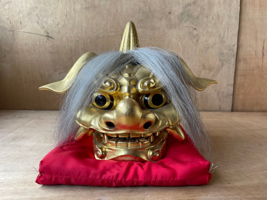 井波彫刻　獅子頭　獅子舞　幅37.6cm 木製