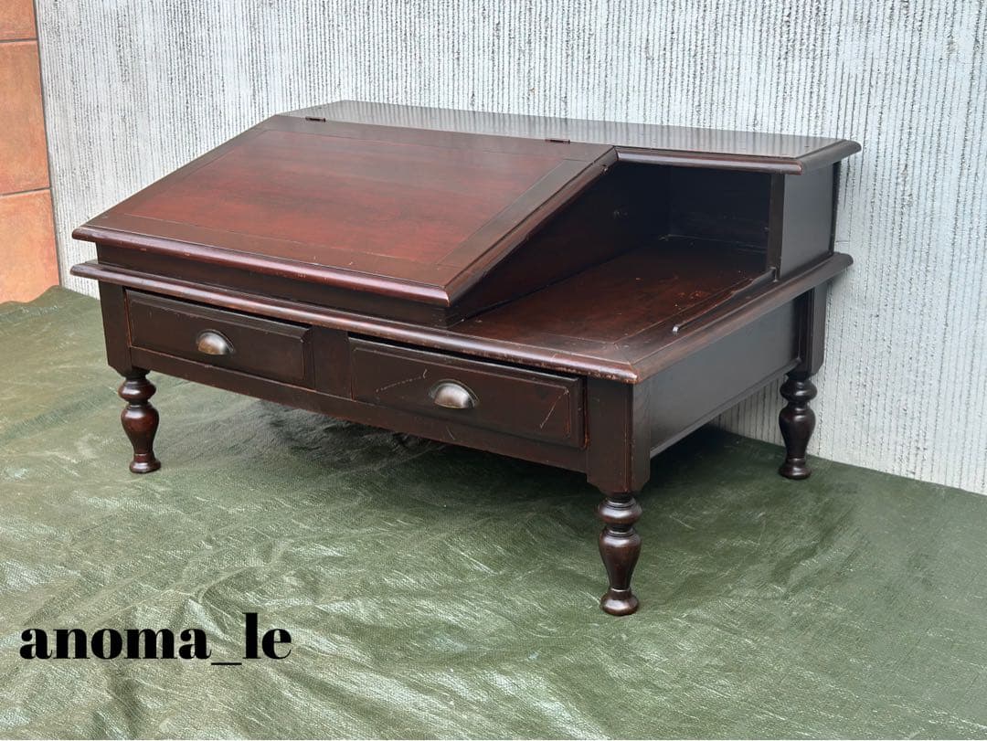 4005【文机】木製　座机　帳場机　収納棚　作業台　ジャパンヴィンテージレア◎