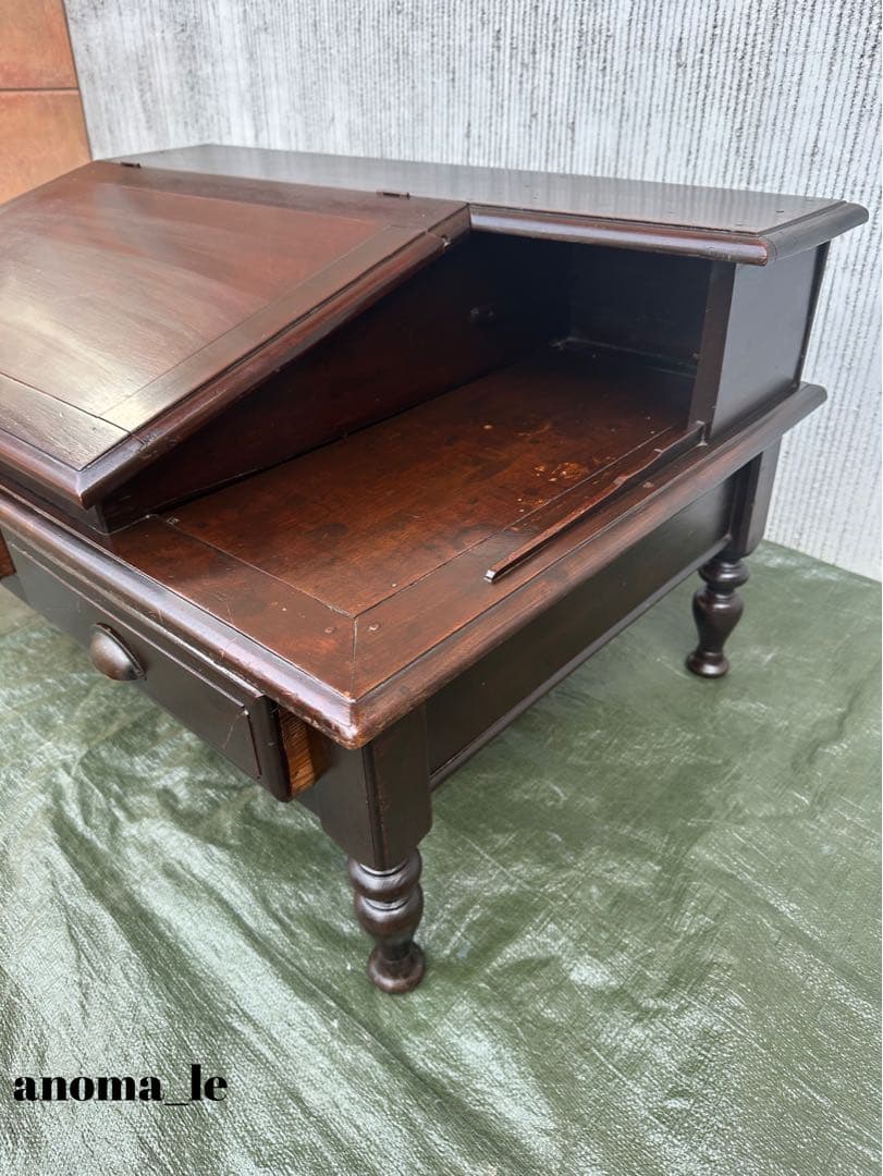 4005【文机】木製　座机　帳場机　収納棚　作業台　ジャパンヴィンテージレア◎