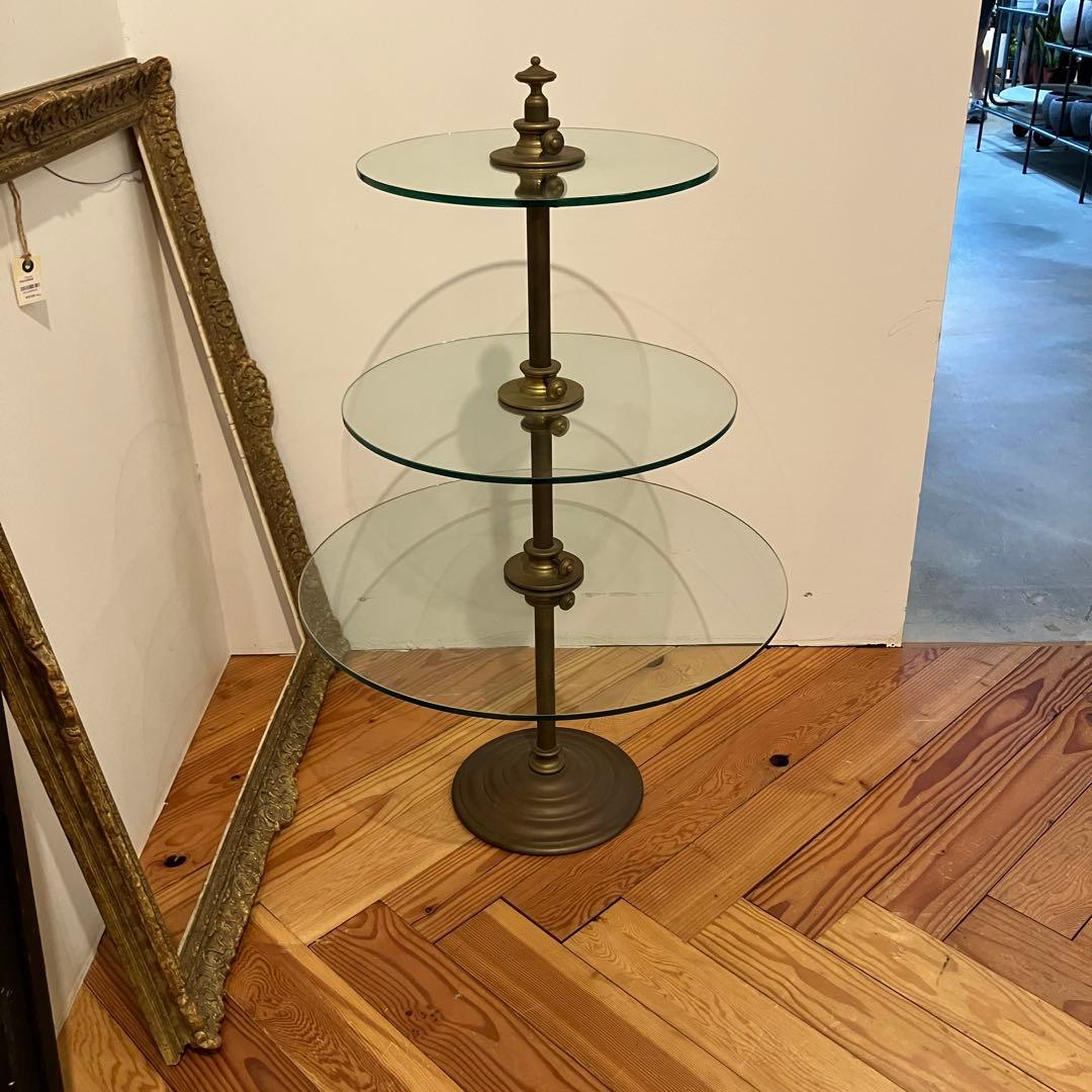 アンティーク　ガラスケース　ディスプレイシェルフ 真鍮　ケーキスタンド