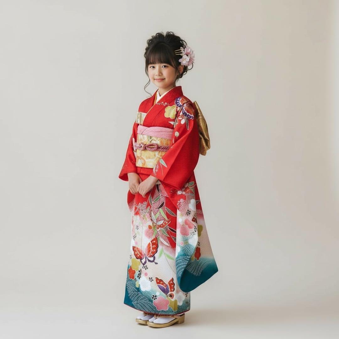 ◎mk-2550　七五三　女の子　着物　7歳　日本製　　12-4