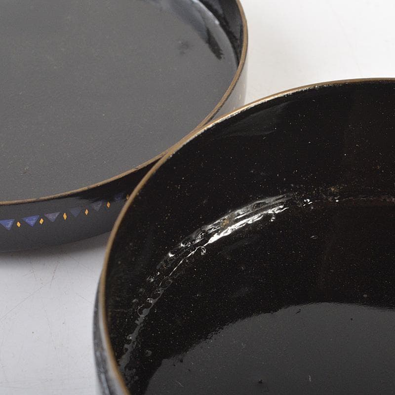 韓国漆器　螺鈿細工　圓式菓子器　小物入　宝石箱　箱付　C　R7470