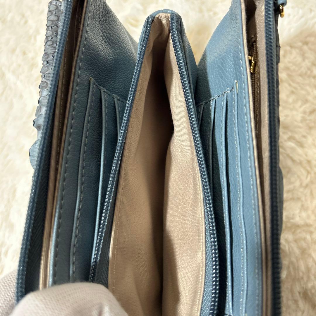 【PYTHONSKINGENUINE】高級素材パイソン　ショルダー 長財布