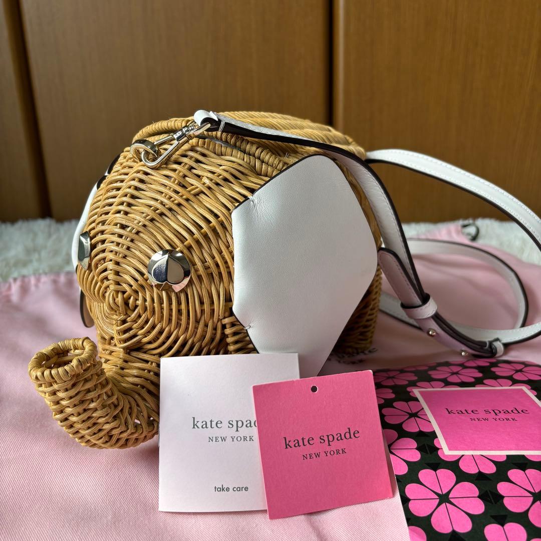 ✨️極美品 ケイトスペード エレファント かごバッグ タグ 保存袋付 斜め掛け