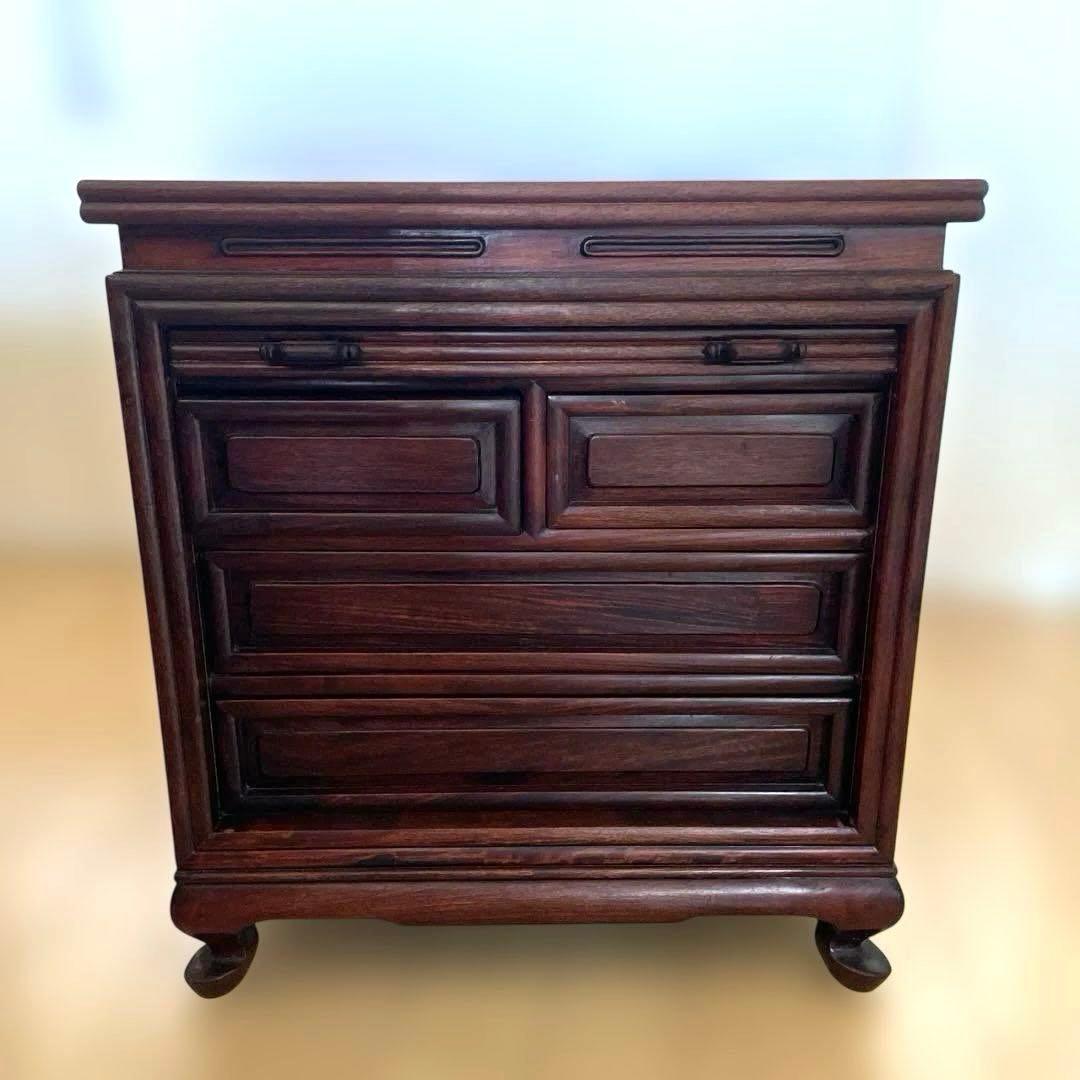 【美品】唐木家具 蛇腹扉•収納付ミニチェスト ヴィンテージ