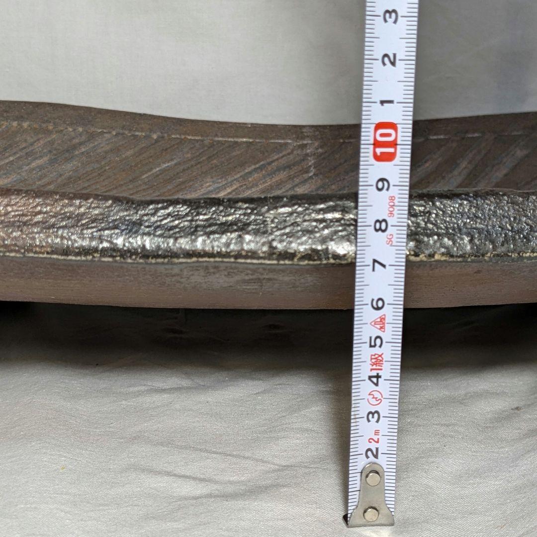 【直しあり】岡山県重要無形文化財 山本出 備前焼 足付縞文様長方皿 花台 陶板