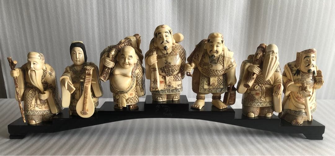 七福神 細密彫刻 時代物 縁起物 開運 置物