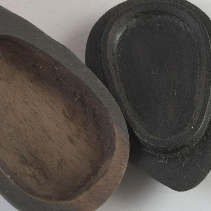 茶道具　瓢介作　黒柿　茄子香合　2点　共箱　V　9543