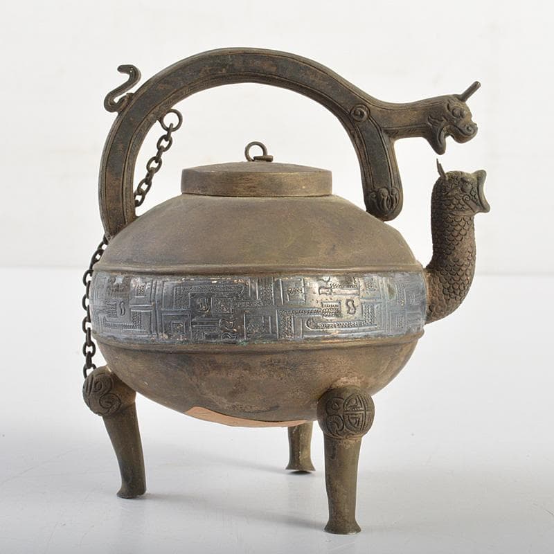 中国　古銅青銅　饕餮文　水注　水滴　M　R7365