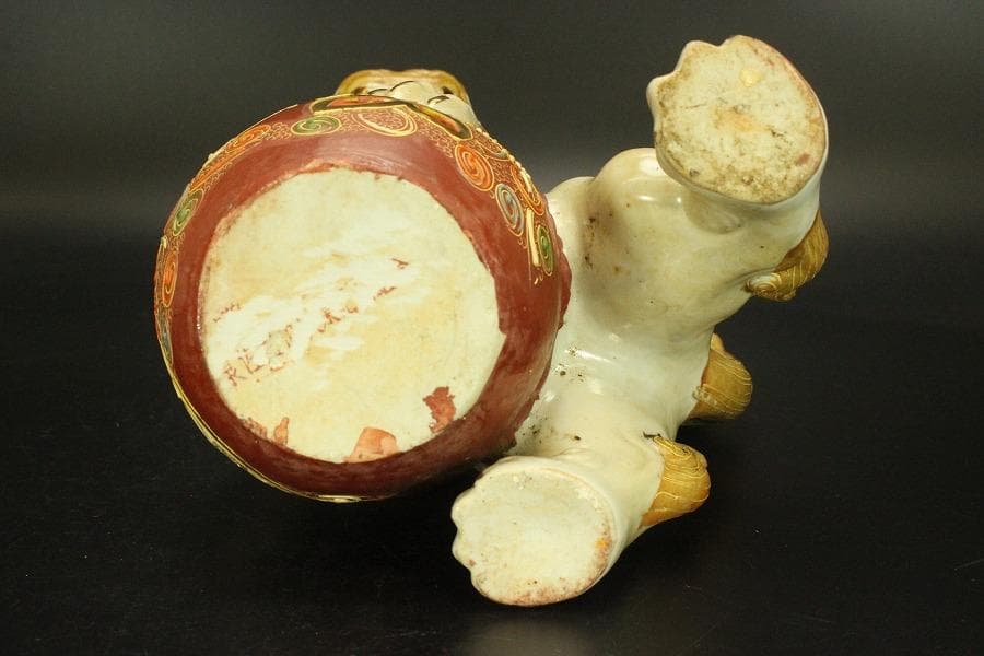 九谷 金彩 獅子 置物 時代物(A688)