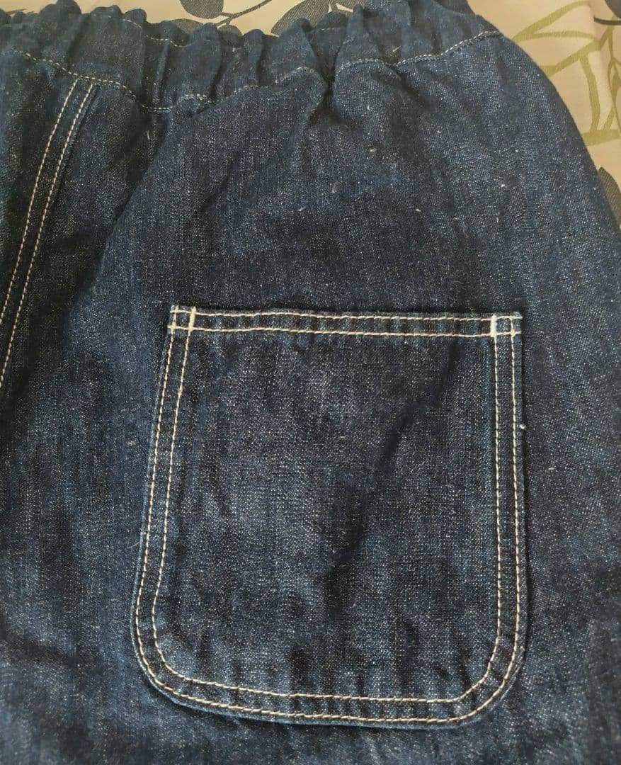 tumugu: ツムグ 綿麻混デニム８分丈パンツ ゆったりシルエット