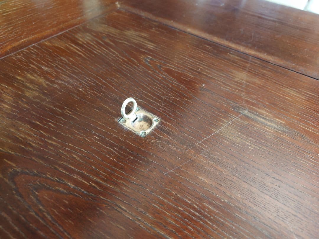 九州民芸家具　火鉢炉付卓子回転台付　ダイニングテーブル　銅製火床　囲炉裏テーブル