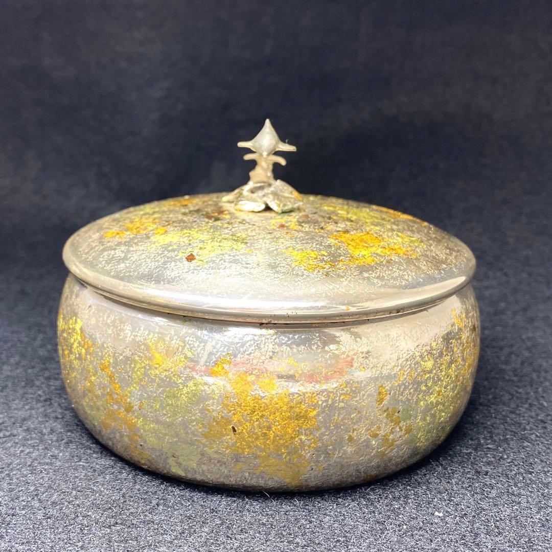 純銀刻印　宮田亮平　南鐐金彩イルカ小箱　共箱　293g/口径8.5㎝