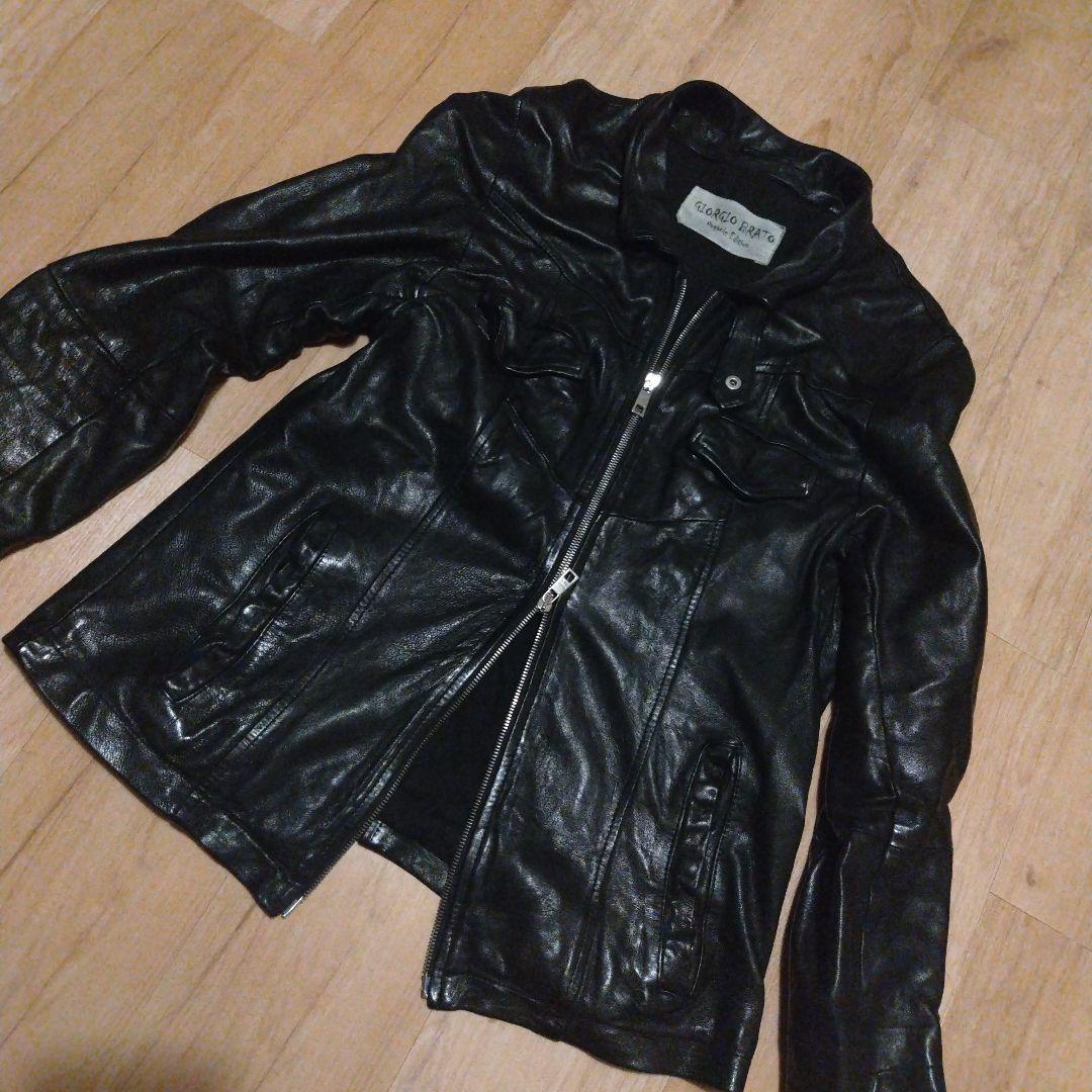 ピーター　giorgio brat　ラムスキン　ダブルジップレザージャケ